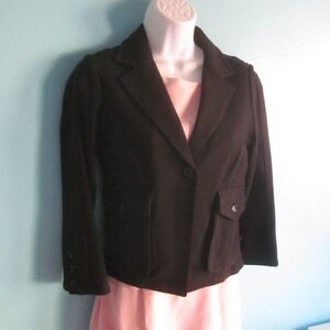 Diane Von Furstenberg Size 6 80's VINTAGE Cropped Black Blazer Jacket Pockets